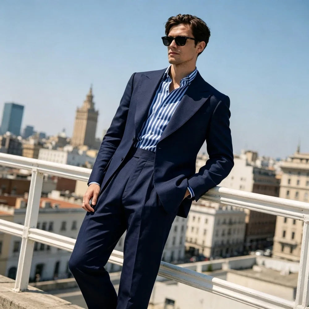 2 Pieces Summer Sage Green Linen Men Suits Relaxed Fit Peak Lapel Blazer With Pleated High Waist Pants For Casual Events