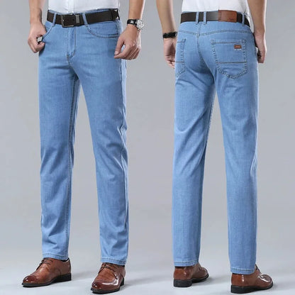 2026 Classic Men Straight Jeans Homme Pantalon Streetwear Soft Black Blue Masculino Denim Mans Pants