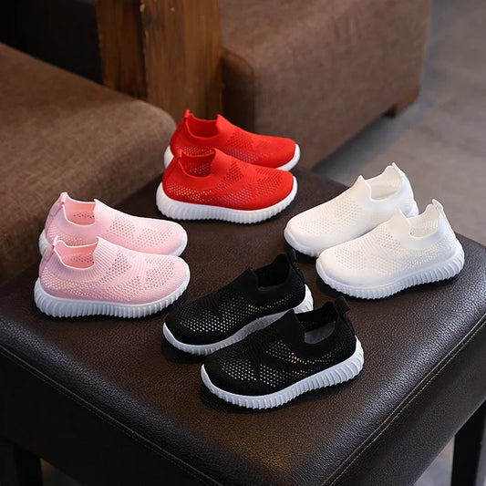 Children Running Sneakers Boys Girls Casual Mesh Breathable Anti-Slip Walking Patchwork Tenis Toddler Soft Soled Girls Shoes