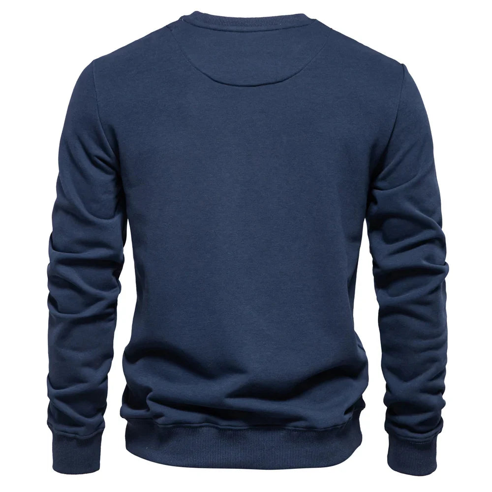 Cotton-blend Mens Crew Neck Solid Color Sweatshirts Pullover Casual Sport Sweatshirt for Men