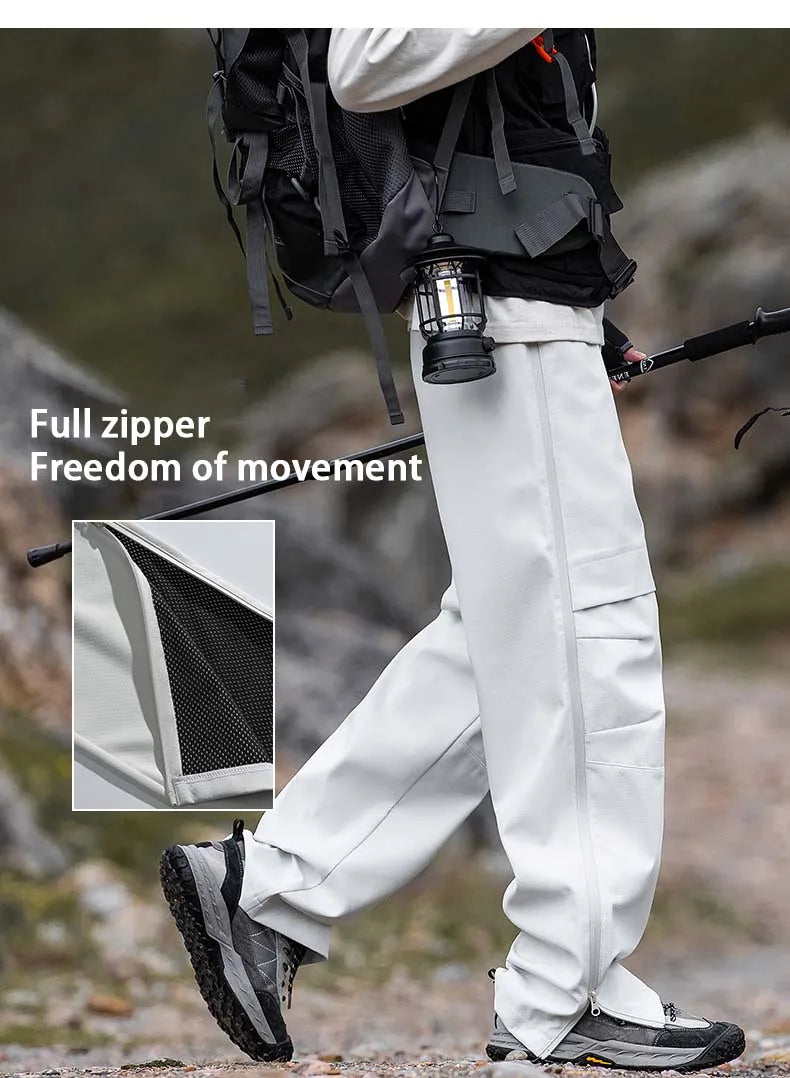 Men's Hiking Pants Waterproof Windproof Breathable Overalls Trousers Side Zipper Trekking Camping Outdoor Sport Camping Pants