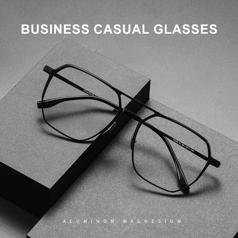 Large Frame Aluminum Frame Titanium Business Anti-Blue Light Reading Glasses Men Ladies Customizable Prescription ZY-20239