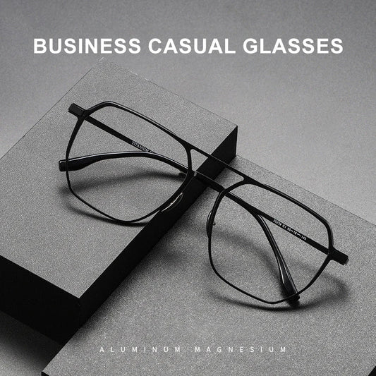 Large Frame Aluminum Frame Titanium Business Anti-Blue Light Reading Glasses Men Ladies Customizable Prescription ZY-20239