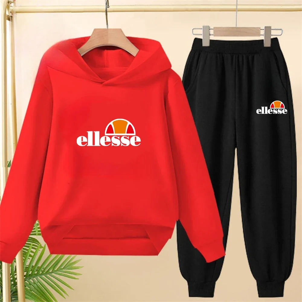 Black Children Hoodie Child print 3-12 Years Old Boys Girls Toddler hoodie Coat Top+Pants Stylish Casual Sweatshirt Set