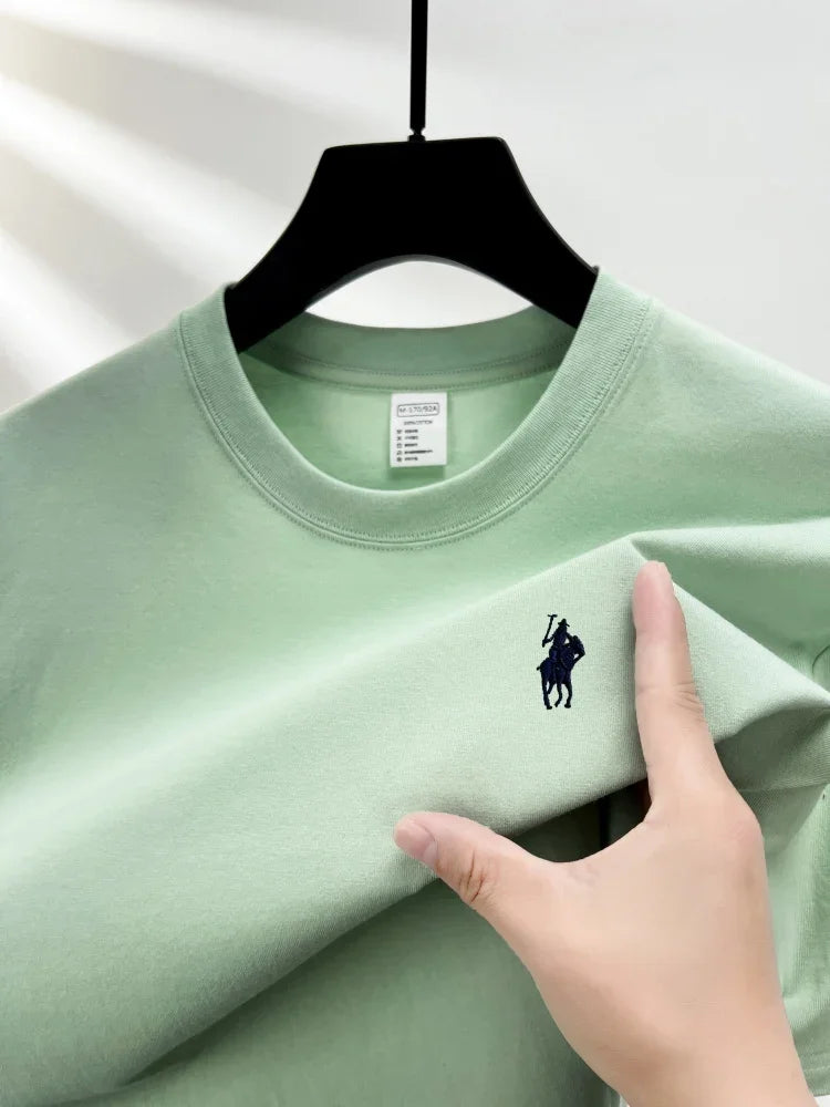 Luxury brand short sleeve men's round neck T-shirt summer fashion classic pony embroidery design 100cotton breathable casual top