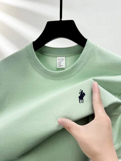 Luxury brand short sleeve men's round neck T-shirt summer fashion classic pony embroidery design 100cotton breathable casual top