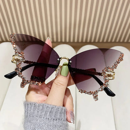 Cycling New Y2K Style Women Fashion Sunglasses Oversize Butterfly Shape Diamond Edge Design Sun Glasses Street Party Glasses