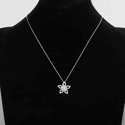 Flower Shape Certified Full Moissanite Pendant Necklace for Women 0.83cctw Round/Marquise Cut Lab Diamond Neckchain Fine Jewelry