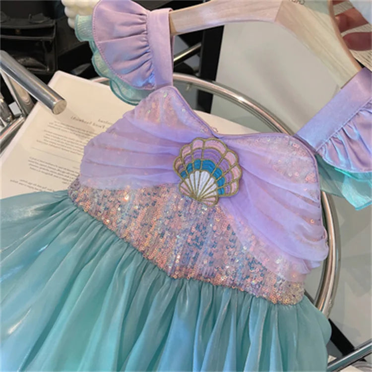 Little Mermaid Ariel Princess Costume Kids Dress For Girls Cosplay Children Carnival Birthday Party Clothes Mermaid Summer Dress