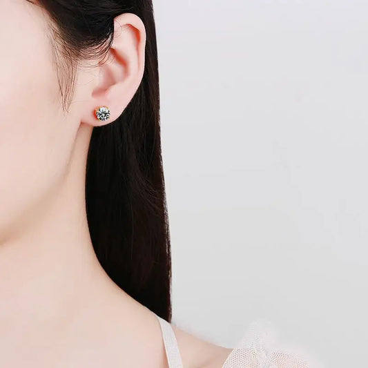 Certified 0.2-2CT Moissanite Stud Earrings for Women Man Hip Hop 100% 925 Sterling Silver Plated 18k Gold Earrings