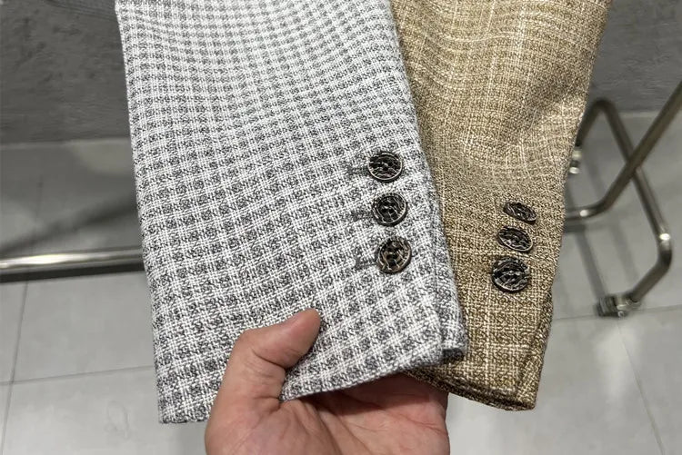 Autumn Winter Thick Wool Plaid Suit Jacket 2025 New Men's Slim Fit Casual Fashion Formal Business Socia Party Jacket Coats