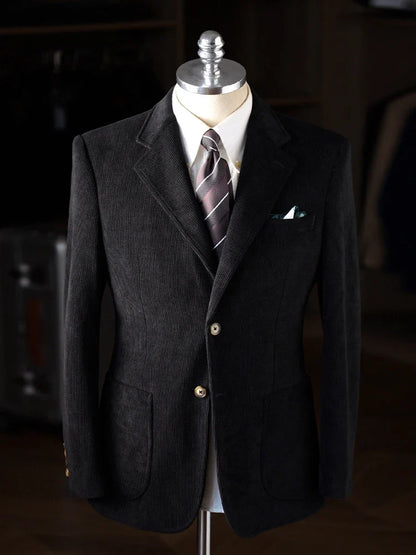 High-Quality Corduroy Men Suits 1 Pieces Classic Casual Single Breasted Groom Tuxedos Tailor Made Jackets Male Blazers Costume