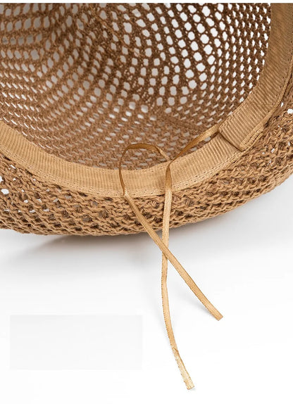 Mesh Hollow-Out Jazz Hat Summer Breathable Sun Protection Hat Straw Hat British Retro Casual Cool Hat