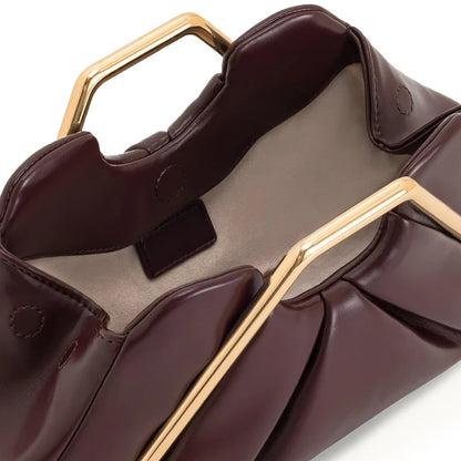 Women's PU Leather Pleated Going Out Clutch Bag Top Handle Evening Bag Party Wedding Bridesmaid Geometric Metal Handle Handbag
