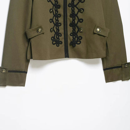 Women's Blazer Jackets Armygreen Coat 2026 zartins Outwear Patchwork Long Sleeve Tops Elegant Fashion Woman Jackets Coat Tops