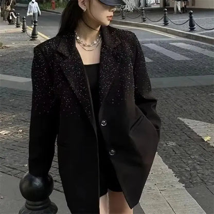 Women's Blazer Coat 2025 Spring Autumn Hooded Cardigan Casual Ladies Outerwear Breathable Design Sense Female Suit Jacket