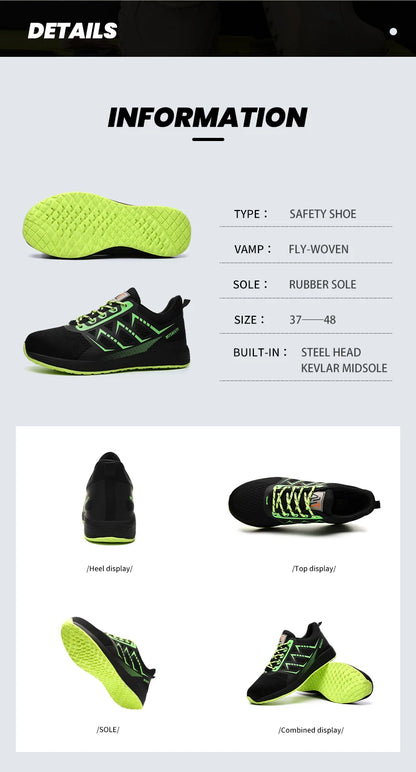 steel toe sneakers for men ultra-light construction site safety shoes anti puncture industrial work boots breathable work shoes