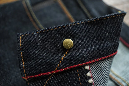 Mens Jeans Selvedge Denim Jeans for Man Silver Button Loose Fit Handmade 15 Oz