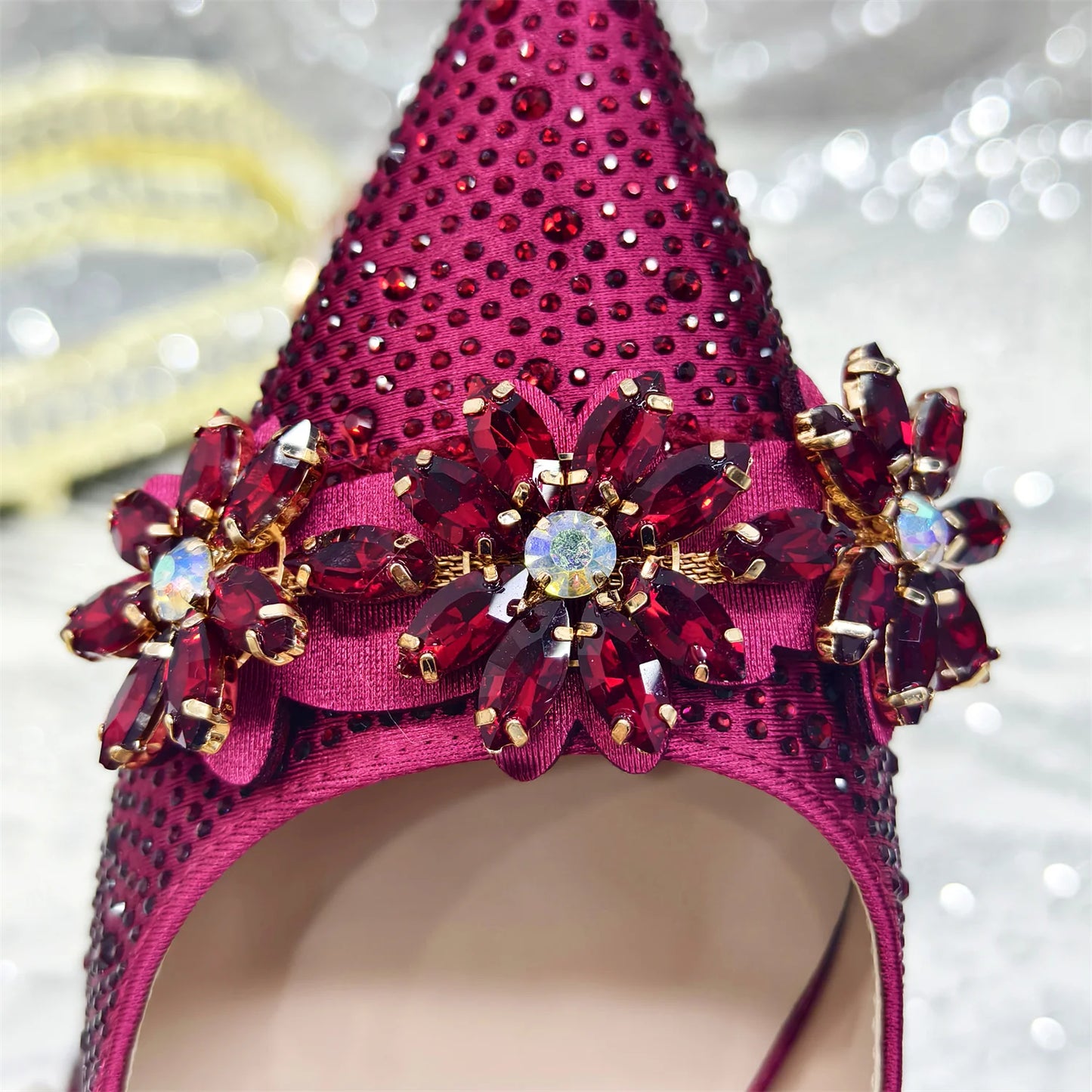 Olive-Green Pointed-Toe Women's High Heels Shoes and Bags for Party Rhinestone Evening Elegant Luxury Handbag
