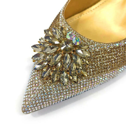 2024 Italian Design Rhinestone Luxury Wine Colour Pointed Toe Shoe & Bag Set Women's High Heels for Parties By Venus Chan