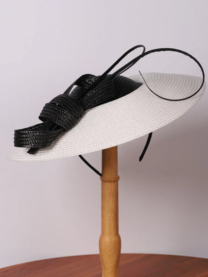 Fascinators Black White Weddings Pillbox Hat For Women Church Hat Sraw Fedora Black Wide Ladies Dress Kentucky Derby Hats