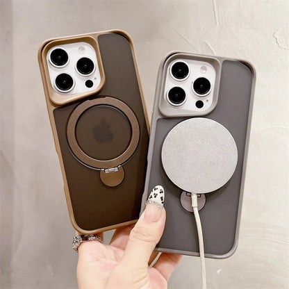 Luxury Magnetic for Magsafe Bracket Stand Phone Case for iPhone 13 15 16 Pro Max 12 14 Plus Folding Stand Shockproof Back Cover