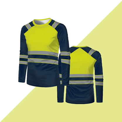 Spring And Autumn High-quality Safety Work Clothes Outdoor Comfortable Long-sleeved T-shirt Men's Oversized Round Neck Top