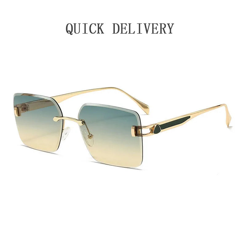 2025 Rimless Sunglasses Women Trendy Vintage Square Fashion Glasses Sunscreen Lentes De Sol Mujer Lunette Soleil Femme Zonnebril