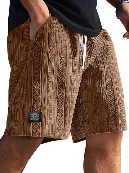 Men's Jacquard Casual Shorts Summer Harajuku Solid Sweatpants Fashion Men Short Pants Retro Men Clothes Roupas Streetwear New