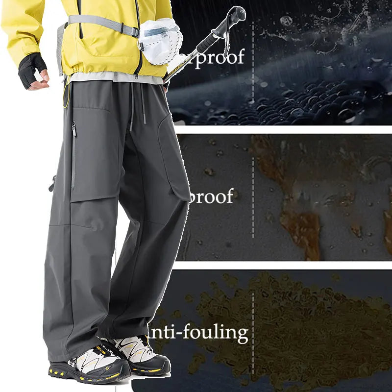 Male Hiking Pants Outdoor Waterproof Windproof Mountaineering Sports Pant Spring Autumn Zippered Pocket Fishing Camping Trousers