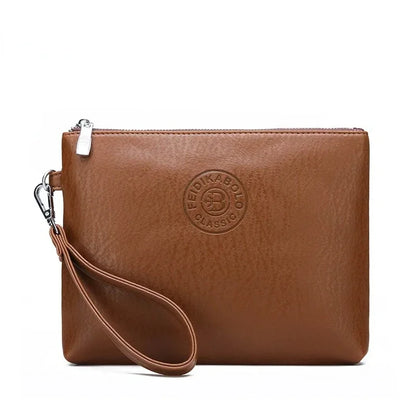 Nouvelle Pochette pour Homme Style Business Grand Portefeuille en Cuir PU Souple Homme avec Dragonne Sac Élégant Décontracté et Tendance Sac à Main Pochette Homme