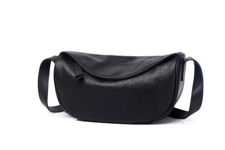 High Quality Genuine Leather Crossbody Luxury Handbag for Women, Large Capacity Shoulder Bag, Cowhide Retro Fashion Saddle Bag