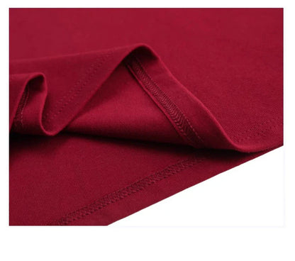 Spring and Autumn All Seasons Women's Long sleeved T-shirt Wine Red Pure Cotton New Fashion Large V-neck Slim fit Casual Top 3XL
