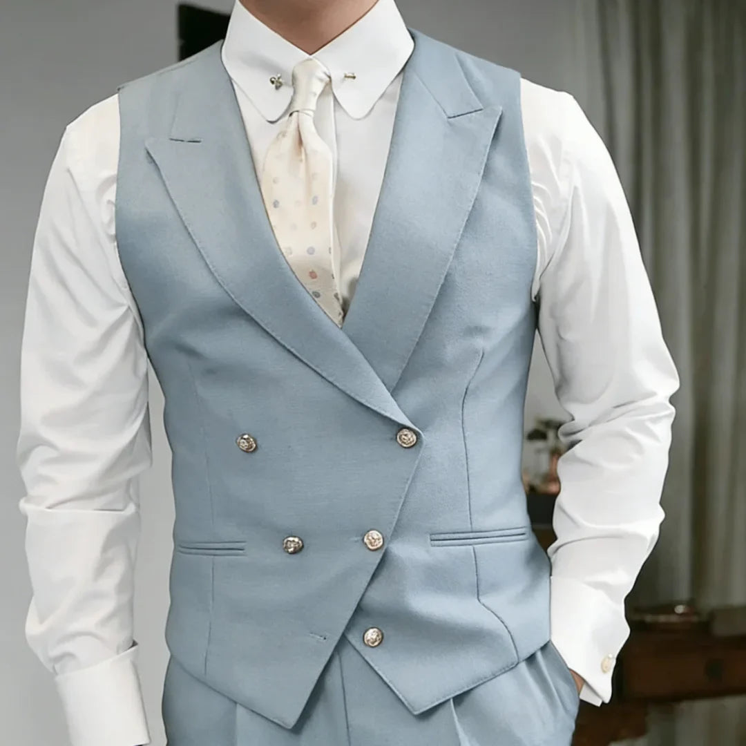 Men Vest White Double Button Solid With Lapel Waistcoat For Wedding Birthday Banquet Party Business Work Daily Men Suit Vest