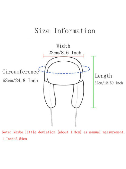 Y2K Star Patch Wool Like Lined Lei Feng Hat Unisex Black Autumn Winter Warm Ear Protection Trapper Hat for Outdoor Activities
