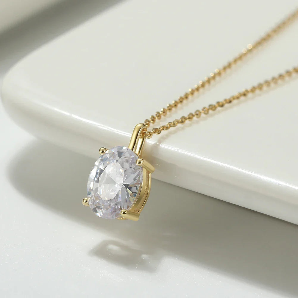 Classic Dainty 925 sterling Silver Princess Cut Solitaire Cubic Zirconia Pendant Necklace for Women Jewelry APN12