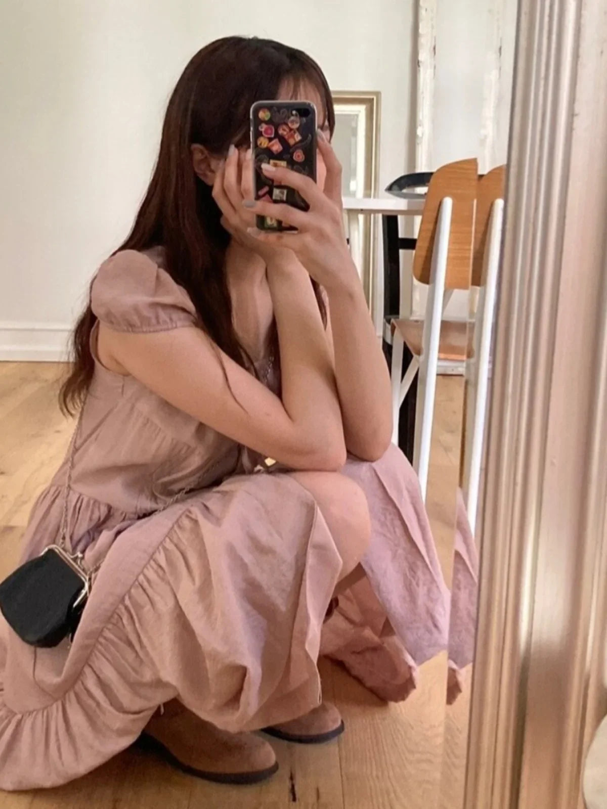 Spring 2025 Chic A-Line Dr Korean Sle Long Svel Women's Faionable Gown Ele Personali Commute Suitable Dr