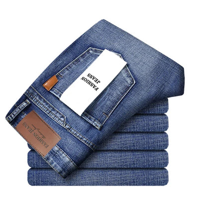 Models Spring Autumn Business Jeans Men Casual Straight Stretch Fashion Classic Work Denim Trousers Brand Clothing