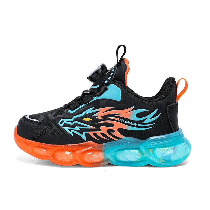 New Boys Sport Shoes Kids Anti-Skid Basketball Sneakers Lightweight Outdoor Running Shoes Children Training Swivel Buckle Design