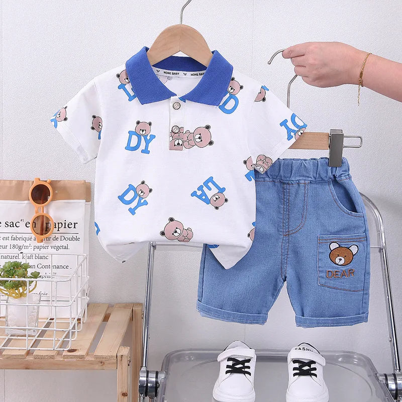 New Summer Baby Clothes Suit Children Boys Fashion Cartoon T-Shirt Shorts 2Pcs/Set Infant Toddler Casual Costume Kids Tracksuits
