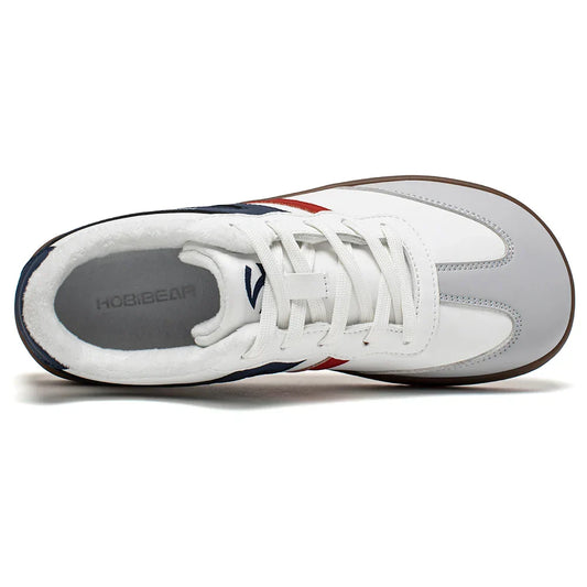 Wide Toe Shoes Unisex Artificial Leather Faux Fur Lined Sneakers Casual Retro Lace Up Shoes for Women Men