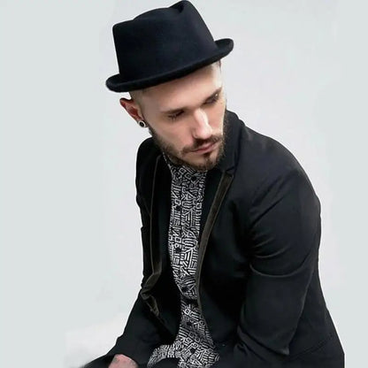 Men's small top hat retro jazz hat small brim fashionable and versatile