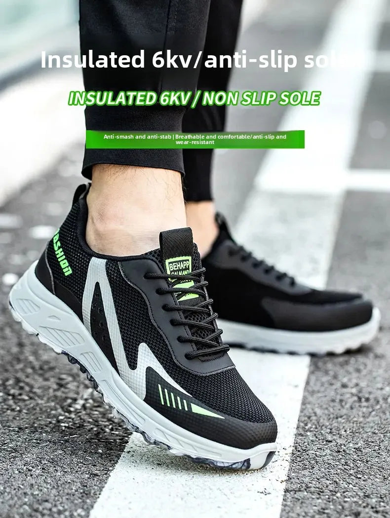 Fashion Insulation 6KV Plastic Toe Cap Labor Protection Shoes Anti Nail Indestructible Work Safety Boots Sneakers Male Footwear