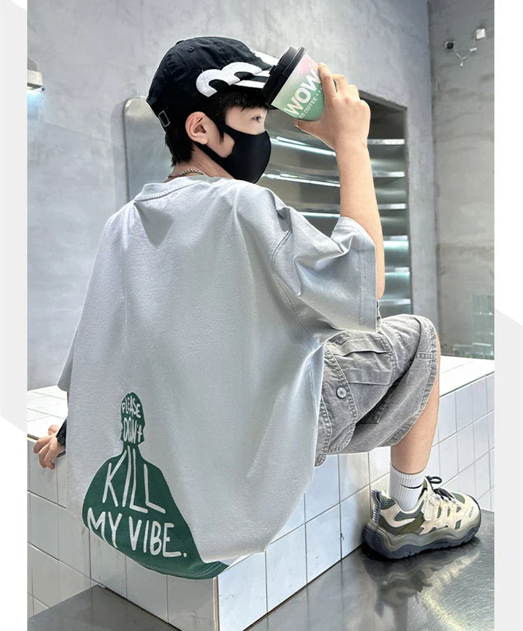 Fashion Kids Designer Summer Clothing Set for Tween Boy High Street Outfits Children New Arrival 2 Pieces Tracksuit Clothes Suit