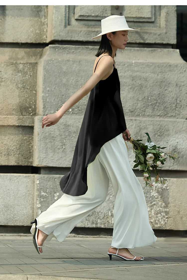 Women's Tank Top 2026 Summer New Strapless Double Layer Chiffon Cami Casual Flowy Asymmetrical Sleeveless Tops 12642154