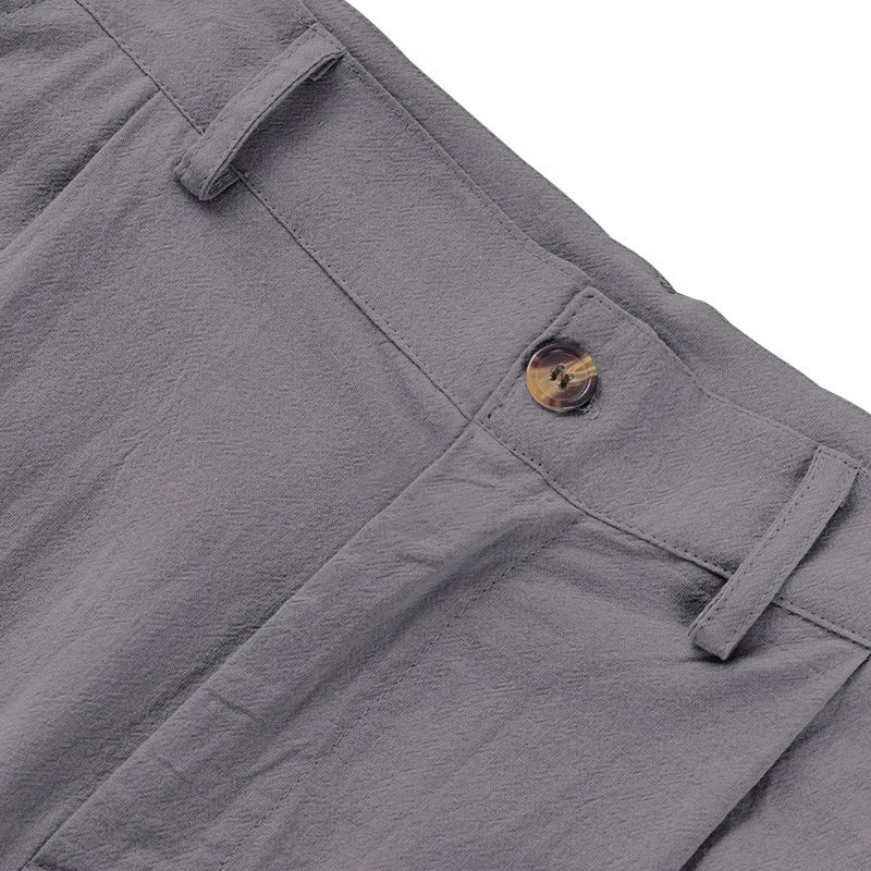 Amazon European and American Men's Linen Solid Color Casual Suit Pants New Fashion Beach Wide-Leg Trousers