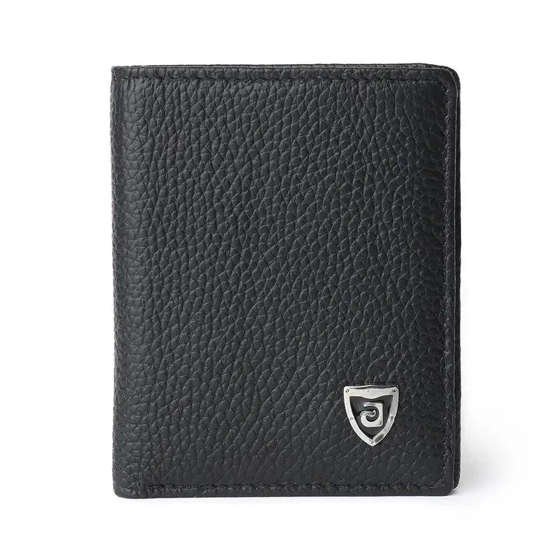 100% Genuine Leather Men Wallet Premium Product Real Cowhide Wallets For Man Short Black Credit Card Cash Receipt Holder Purse