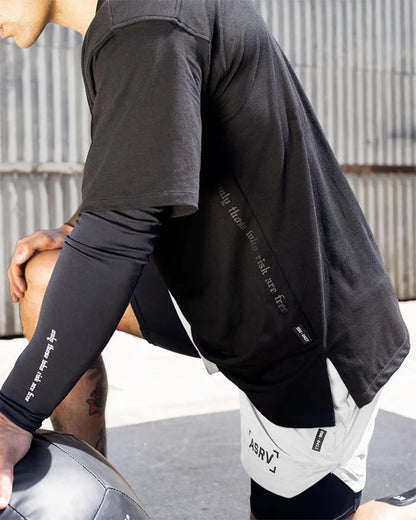 Men's Gym Splicing Quick Dry T-Shirt Breathability Patchwork Short Sleeve Sport T Shirt Fitness Shirt Trainer Sportswear