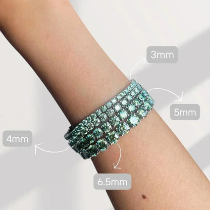 Certified Green Moissanite Tennis Bracelet for Women 925 Silver Plated 18K Gold 3/4/5/6.5mm Diamond Bracelets Fine Jewelry
