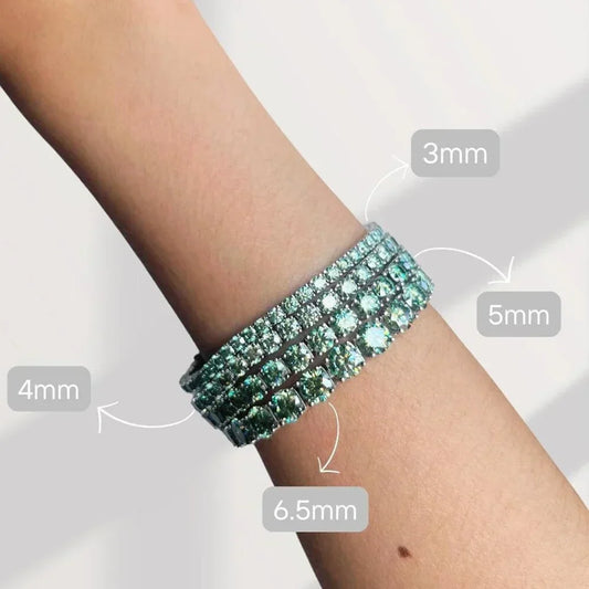 Bracelet tennis en moissanite verte certifiée pour femme en argent 925 plaqué or 18 carats 3/4/5/6,5 mm, bijoux fins